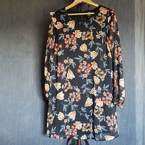 GUC Bobeau Black Floral Dress Size Large